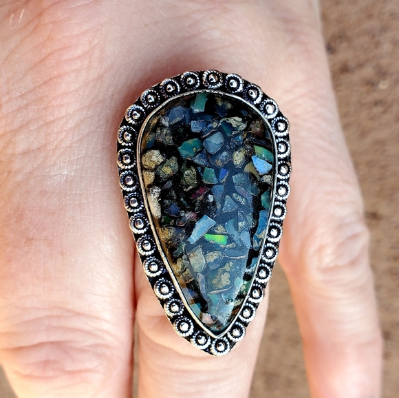 New Copper Ethiopian Opal 925 Silver Ring. - Picture 4 of 10